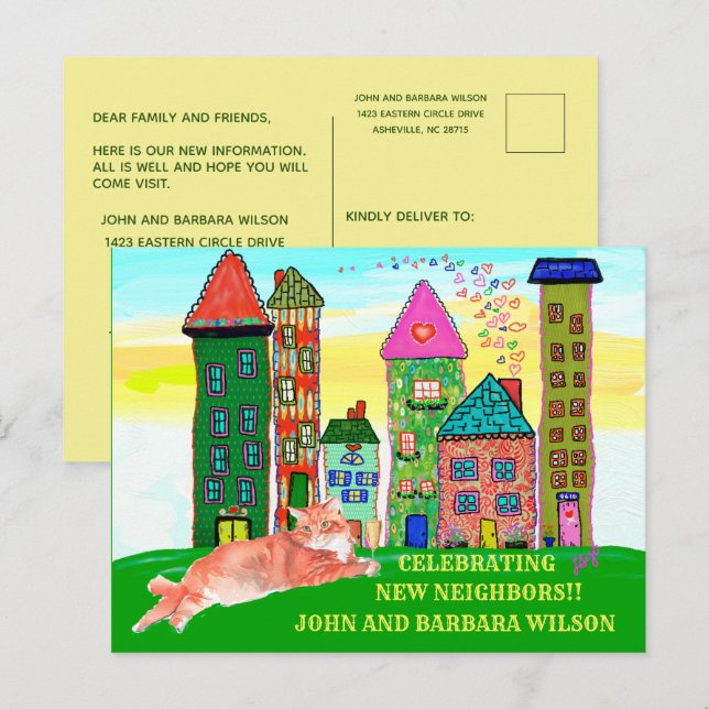 Vi har Flyttat Flyttan för budgetstadshus Meddelande Vykort (Fram/baksida)