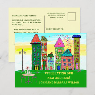 Vi har Flyttat Flyttan för budgetstadshus Meddelande Vykort