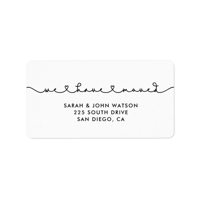 Vi har flyttat för att ansluta hjärtteckensnitt adressetikett (Framsidan)