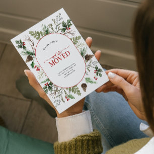 Vi har flyttat Forest Berry Pinecone Meddelande Vykort