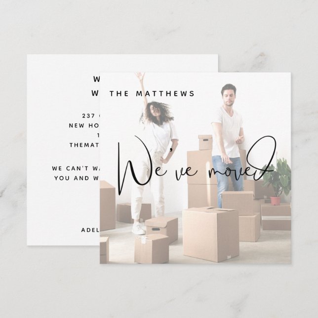 Vi har Flyttat fotobyte av Adress-meddelande Inbjudningar (Fram/baksida)