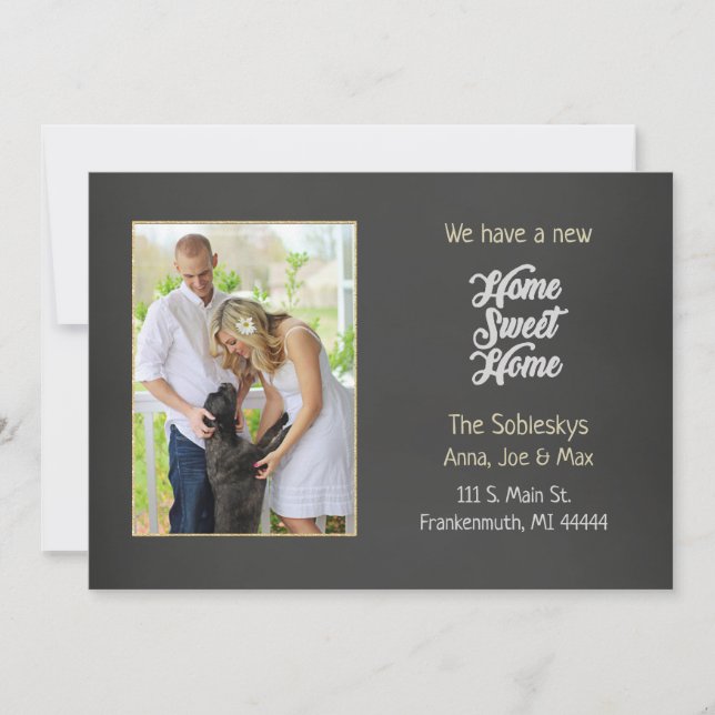 Vi har Flyttat fotokalkboard Inbjudningar (Framsida)