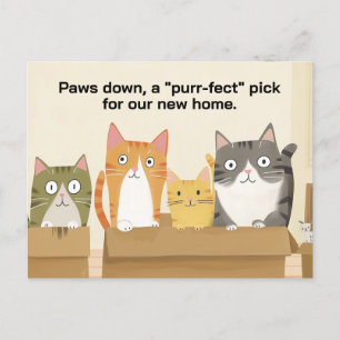 Vi har flyttat Funny Cats New Home Notice Vykort