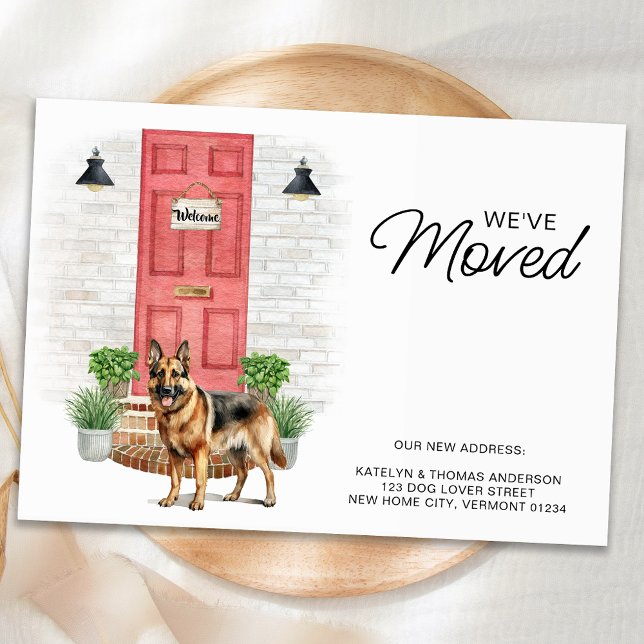 Vi har flyttat German Shepherd Red Door Hund Flytt Meddelande (Skapare uppladdad)