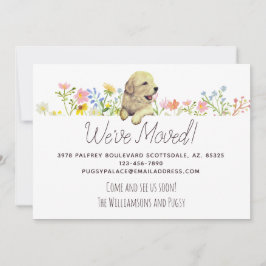 Vi har flyttat! Golden Retriever Puppy-meddelande Meddelande