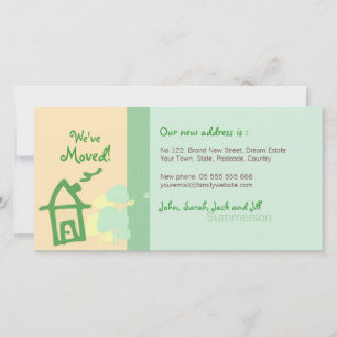Vi har flyttat Green & Beige pasteller Foto Card Meddelande