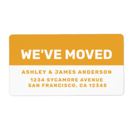 Vi har flyttat gul Gult Vit Ny adress Adressetikett