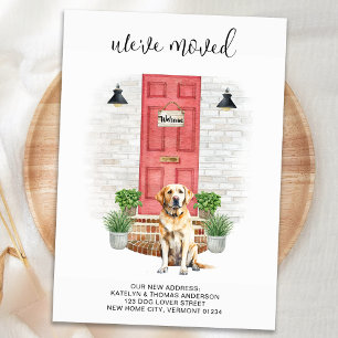 Vi har flyttat Gult Labrador Red Door Hund Flytta Meddelande