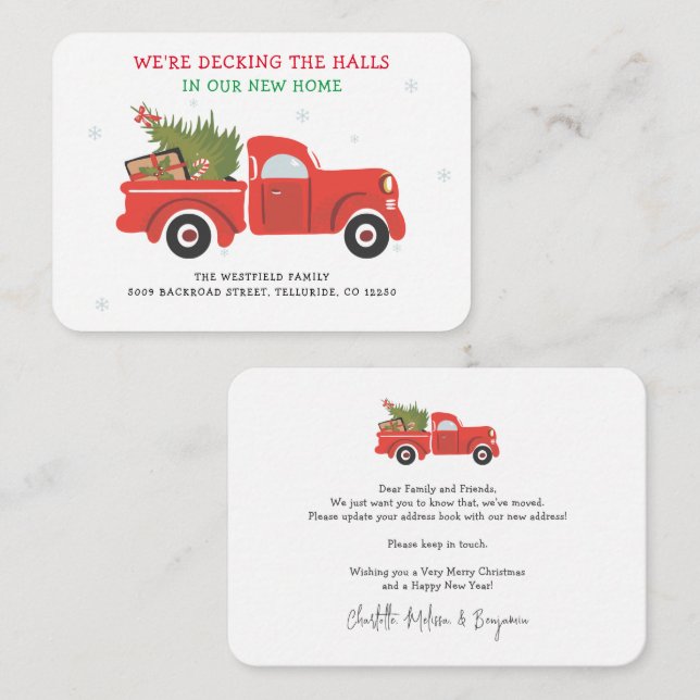 Vi har flyttat Helgdag Flytta Meddelande om julhäl (Fram/baksida)