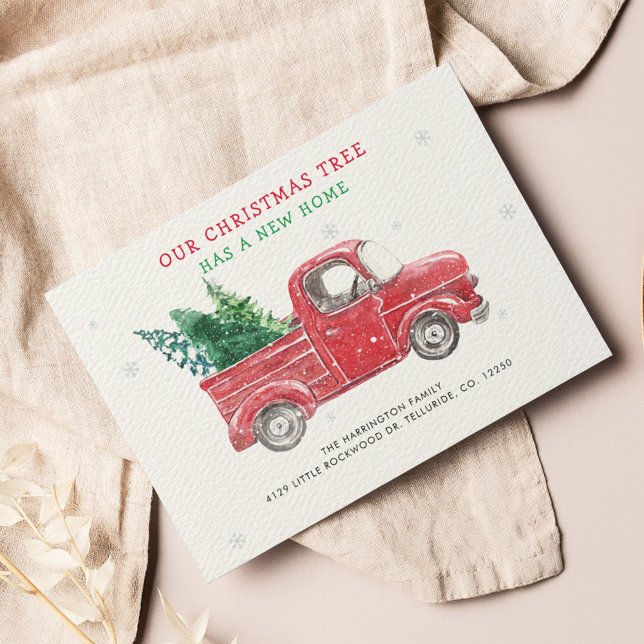 Vi har flyttat Helgdag Flytta Meddelande om julhäl (Our Tree Has A New Home Christmas Moving Announcement)