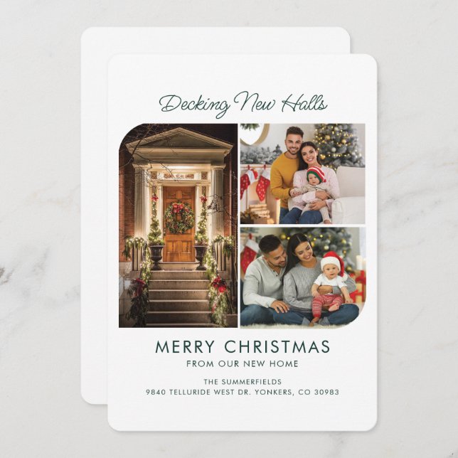 Vi har flyttat Helgdag Script-Flytta Julkort (Fram/baksida)