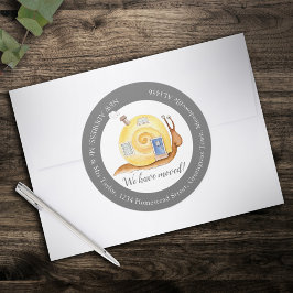 Vi har flyttat hembytet i snigel i adress runt klistermärke