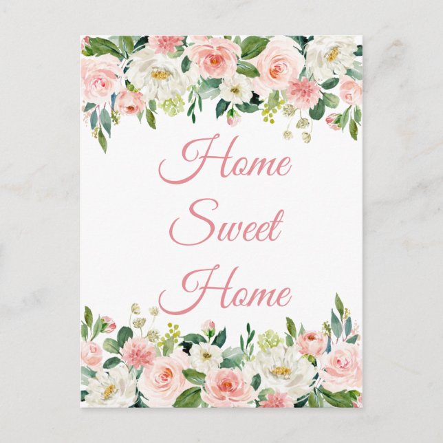 Vi har flyttat Home Sweet Home Blommigt vycard Vykort (Framsida)