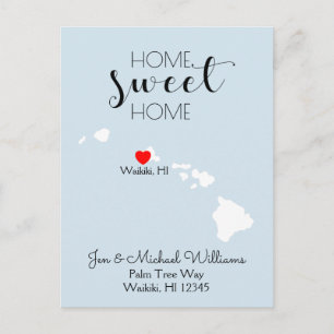 Vi har flyttat Home Sweet Home Hawaii Meddelande Vykort