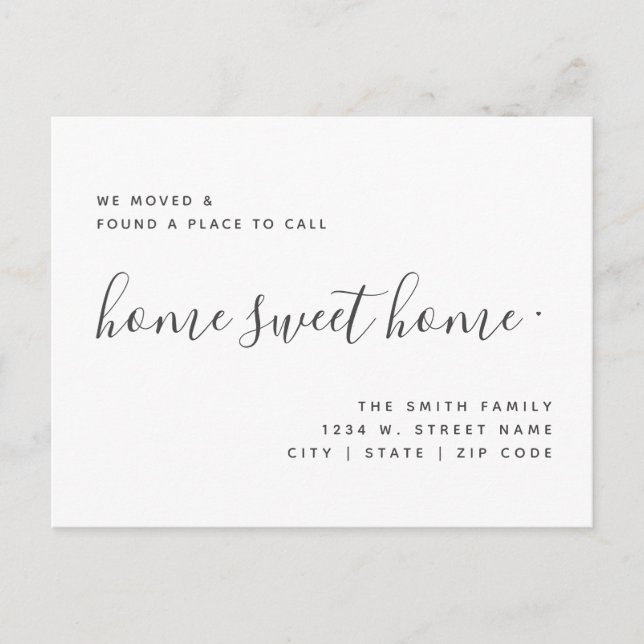Vi har flyttat Home Sweet Home Modern Calligraphy Vykort (Framsida)