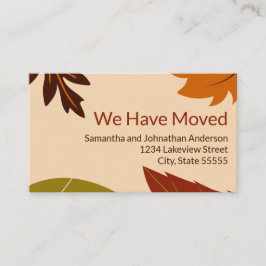 Vi har Flyttat Höst löv Flytta-tillkännagivandet Tilläggskort