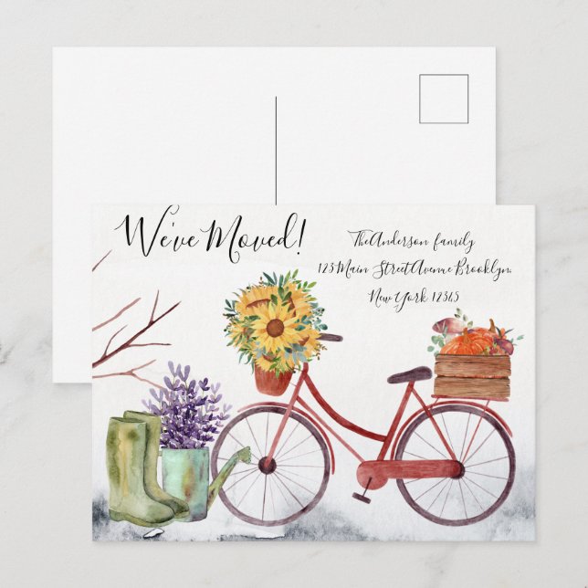 Vi har flyttat Höst tema tackgivelse  Vykort (Fram/baksida)