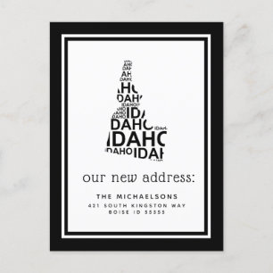 Vi har flyttat Idaho Typography Helg Vykort
