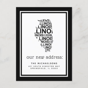 Vi har flyttat Illinois Typography Helg Vykort