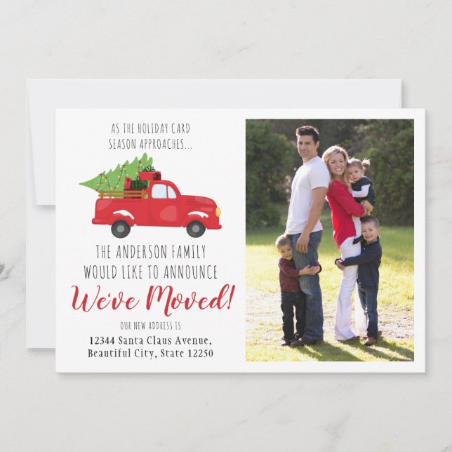 Vi har flyttat jul Lastbil Photo Helgdag Flytta Meddelande (Framsida)