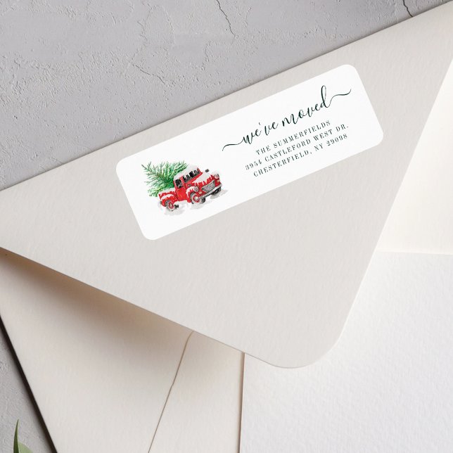 Vi Har Flyttat Jul Returadress Etikett (We've Moved Christmas Holiday Return Address Label)