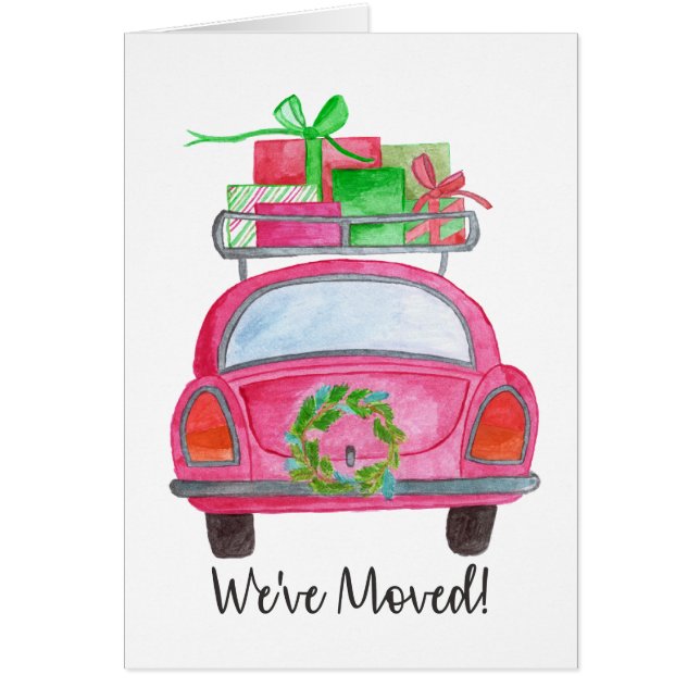 Vi har flyttat Julbil Hälsningskort (Framsidan)