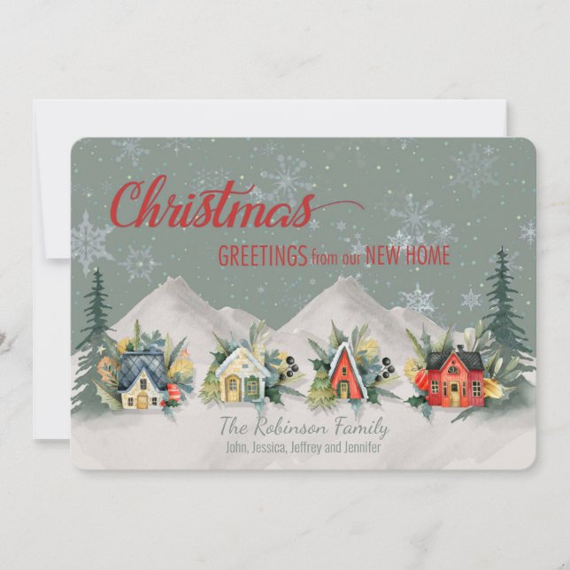 Vi har flyttat Julbyn Kort (Framsida)