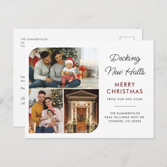 Vi Har Flyttat Julfamiljefoton Flyttar Meddelande Vykort (Fram/baksida)