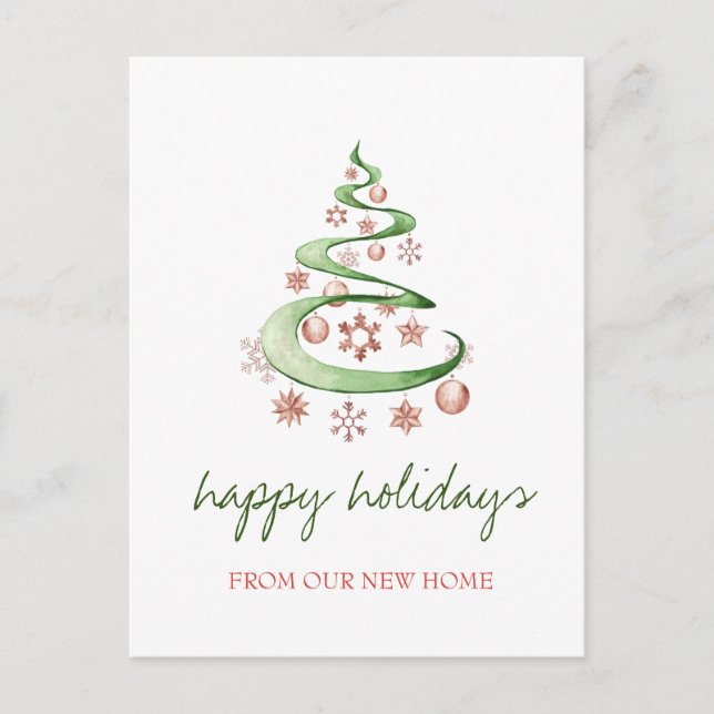 Vi har Flyttat, Julgran, Bollar Helgdag Meddelande Vykort (Framsida)
