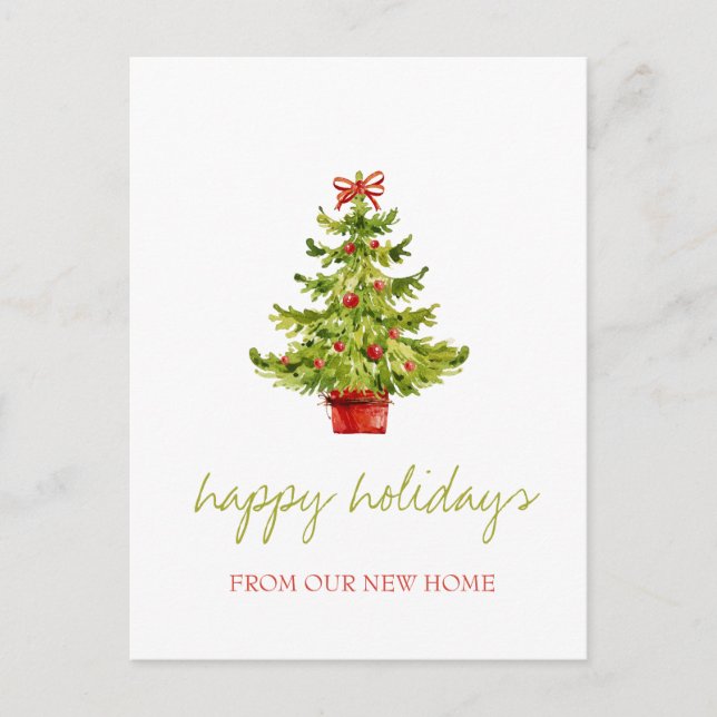 Vi har flyttat,Julgran,Kulor Högtid Meddelande Vykort (Framsida)