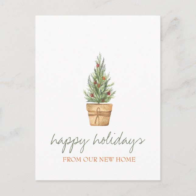 Vi har flyttat,Julgran,Kulor Högtid  Meddelande Vykort (Framsida)