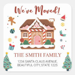 Vi har Flyttat Julgran Nytt adress Fyrkantigt Klistermärke