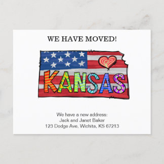 Vi har Flyttat Kansas Stater Flytta Announement Po Vykort