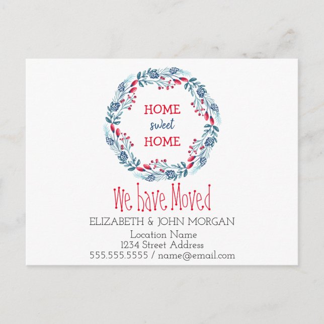 Vi har flyttat, Krans, Hemma är bäst Meddelande Vykort (Framsida)
