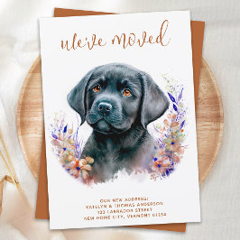 Vi har flyttat Labrador Puppy Boho Blommigt Hund F Meddelande