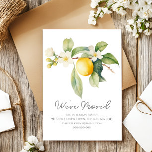 Vi har flyttat   Lemon Blossom Ny adress Meddelande Vykort