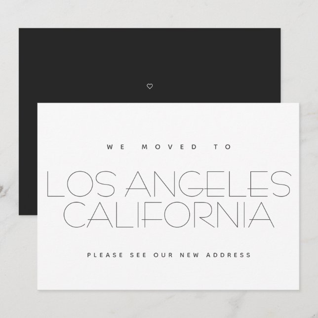 Vi har flyttat Los Angeles California Modern New H Meddelande (Fram/baksida)