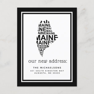 Vi har flyttat   Maine Typography Helg Vykort