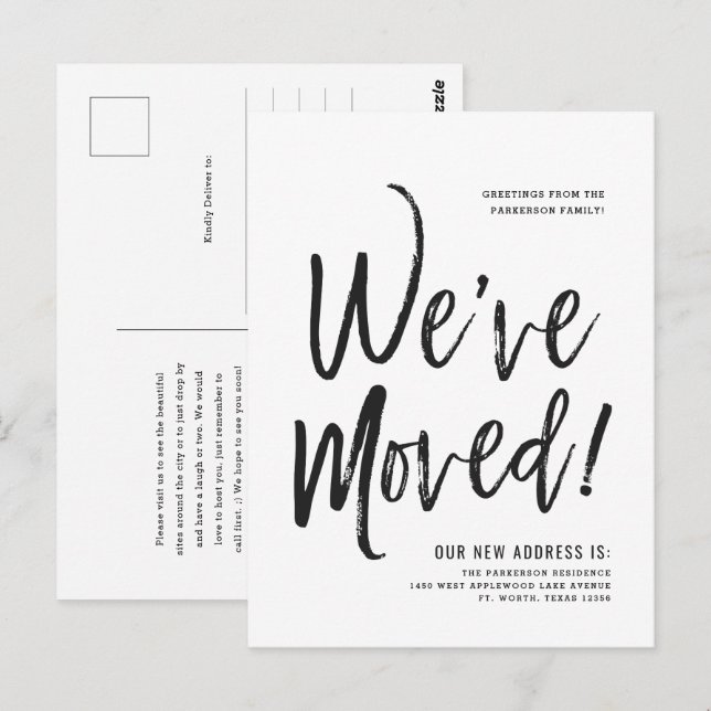 Vi har flyttat | Minimalt Nytt adress vykort (Fram/baksida)