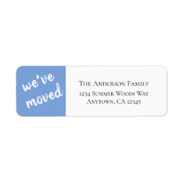 Vi har flyttat | Modern blå adressetikett Returadress Etikett