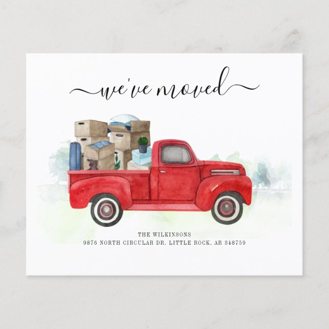 Vi har flyttat Modern Flytta för vattenfärgsskript (Framsida)