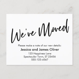 "Vi har flyttat" Modern handskriftstäckande svartv Inbjudningar