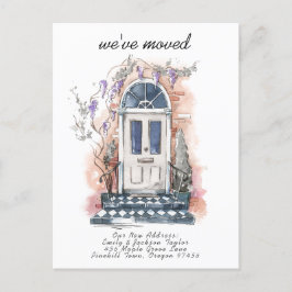 Vi Har Flyttat - Modern Ny Adress Vattenfärg dörr Meddelande Vykort