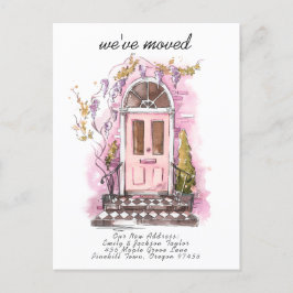 Vi Har Flyttat - Modern NyAdress Vattenfärg dörr Meddelande Vykort