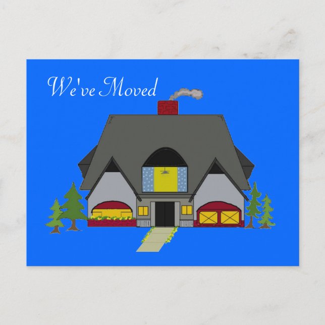 Vi har flyttat mysigt husdesign meddelande vykort (Framsida)