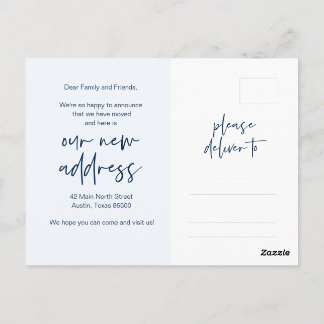 Vi har flyttat, New Home Adress-meddelande Vykort (Baksida)