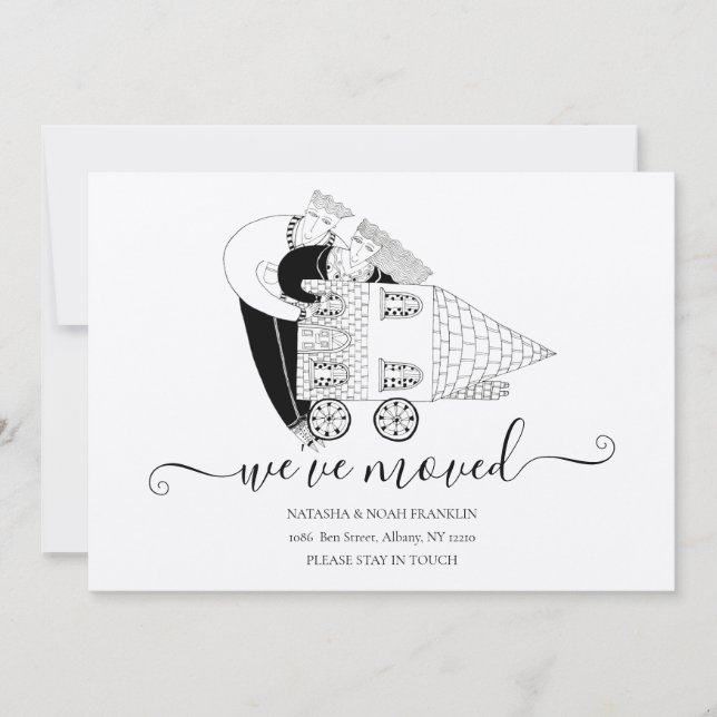 Vi har flyttat New Home Black and White Rustic (Framsida)