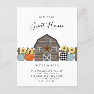 Vi har flyttat New Home Land Fall Farmhouse Vykort