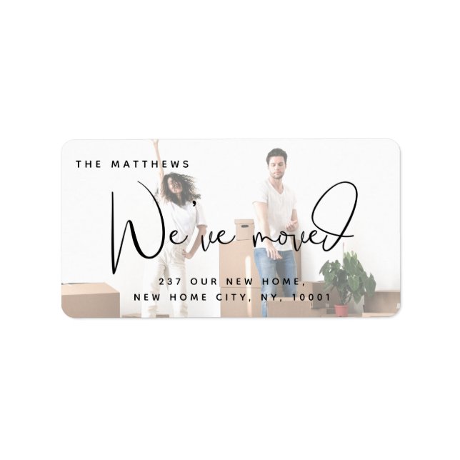 Vi har Flyttat New Home Photo Flytta Change Adress Adressetikett (Framsidan)