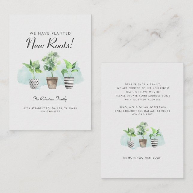 Vi har flyttat New Roots Flytta Meddelande (Fram/baksida)